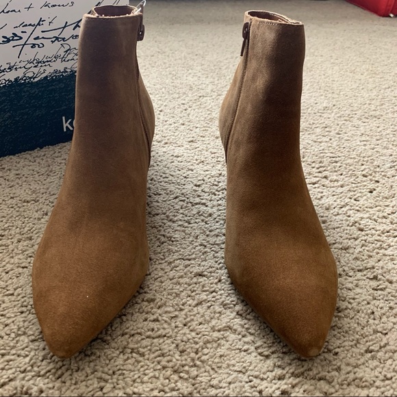 NEW Kensie Brown Suede Heeled Booties - Picture 9 of 14